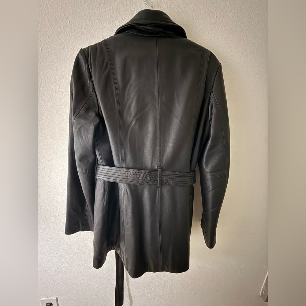 Wilson’s Black Leather Belted Jacket - Size M - Picture 13 of 16